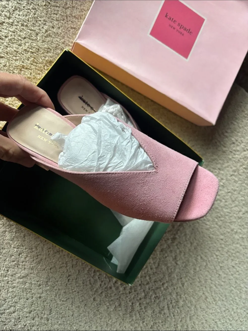 kate spade Pink Suede Slide Sandals